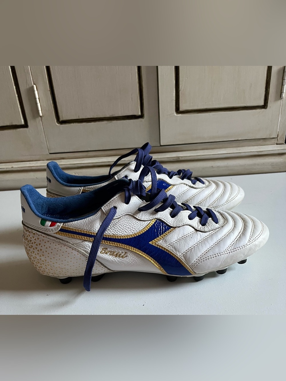 Men’s Diadora Brasil Italy Og Gr Lt+ Mdpu Soccer Cleats - Blue, White - Size 9.5